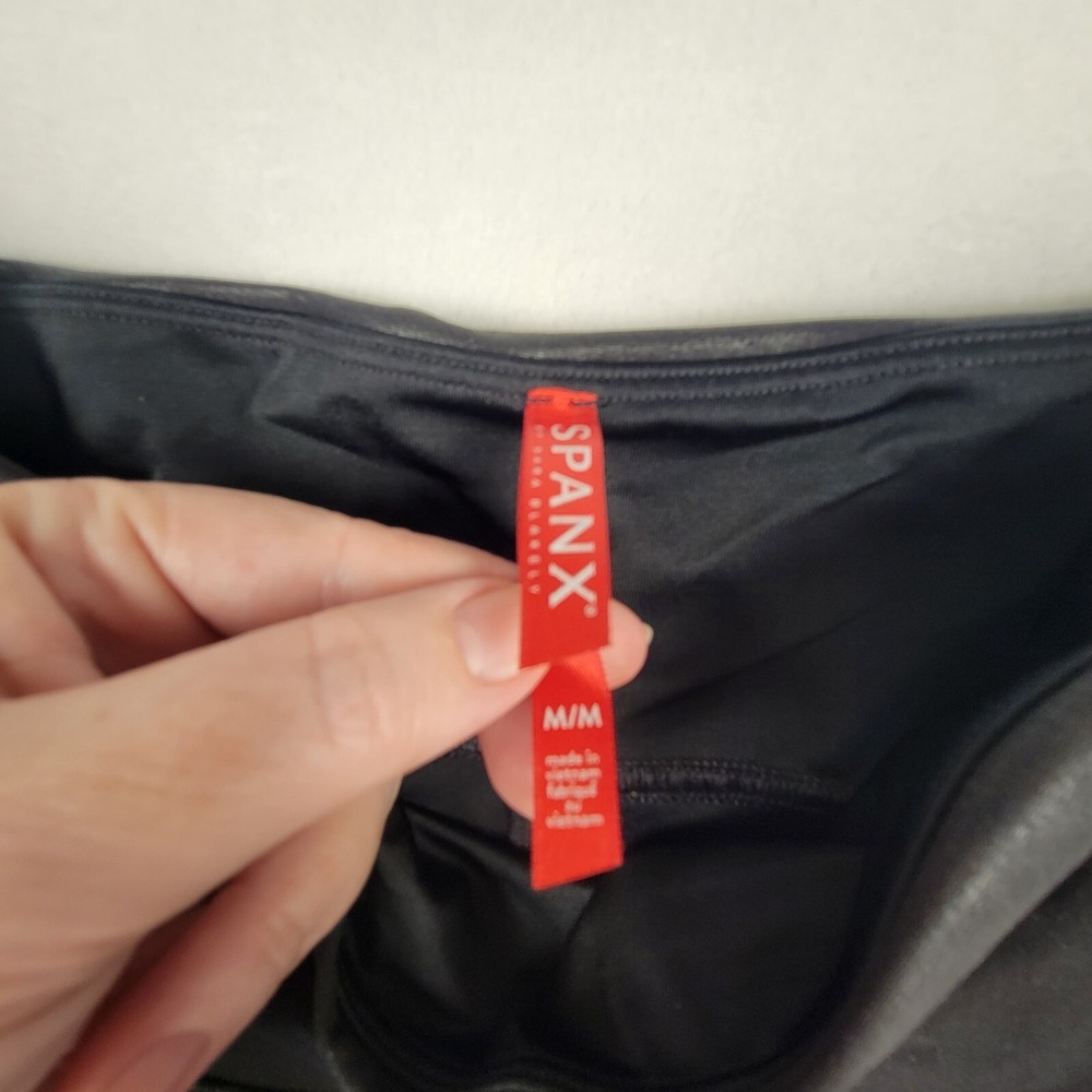 Spanx Motto Faux Leather Leggings Women's Sz‎ Medium Black - Picture 6 of 10